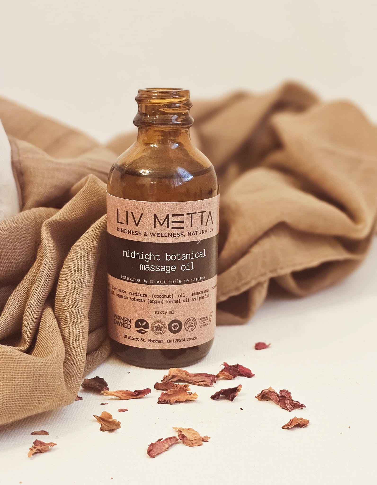 Tropical Massage Oil for Body Massages | Jojoba Oil | Coconut Oil | Scented Massage Oil for Relaxing | Midnight Botanical Massage Oil | Liv Metta | Canada