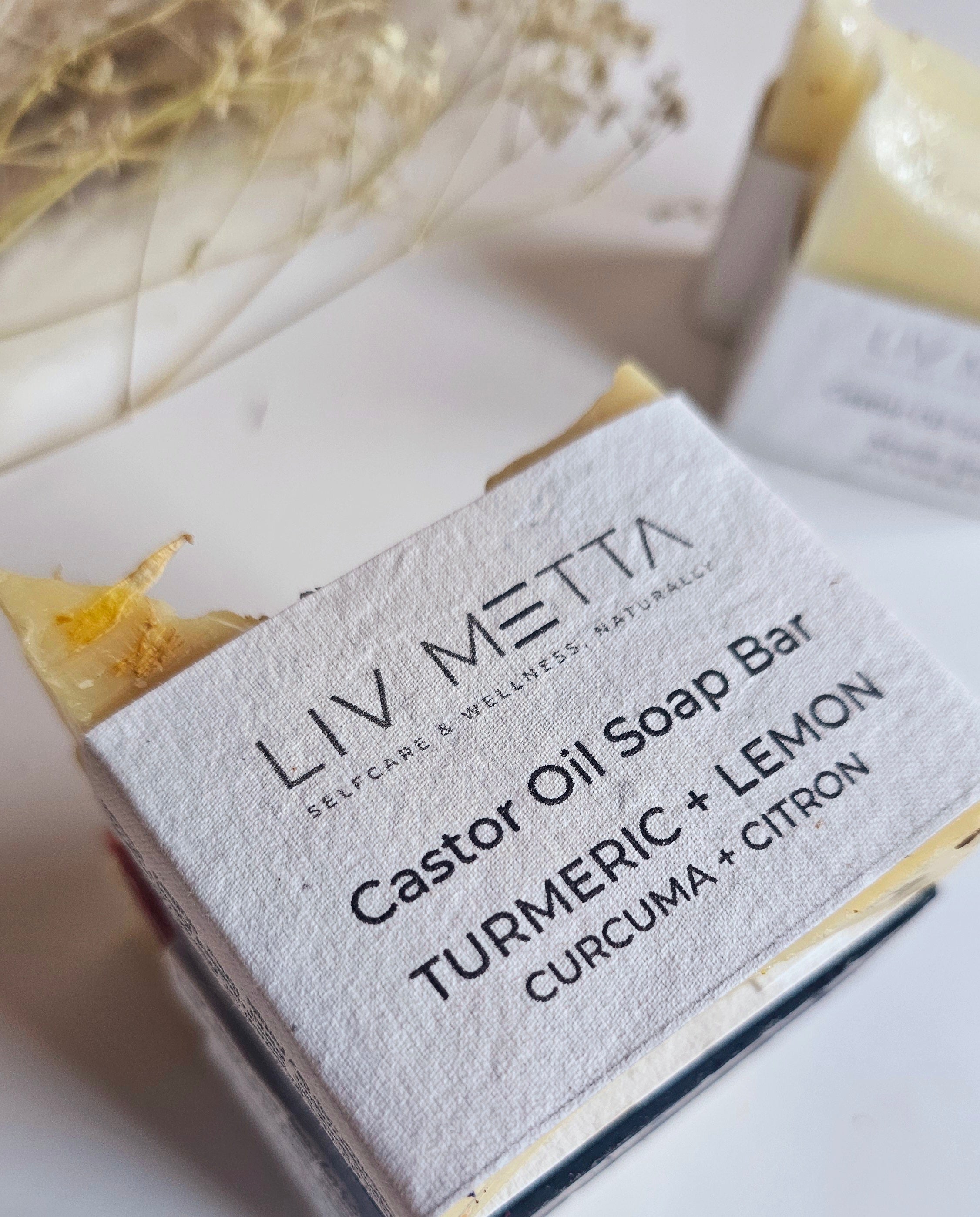 Handmade Natural Soap Bar| Made with Turmeric + Lemon, Castor oil for Skin nourishment | Liv Metta Turmeric & Lemon Glow